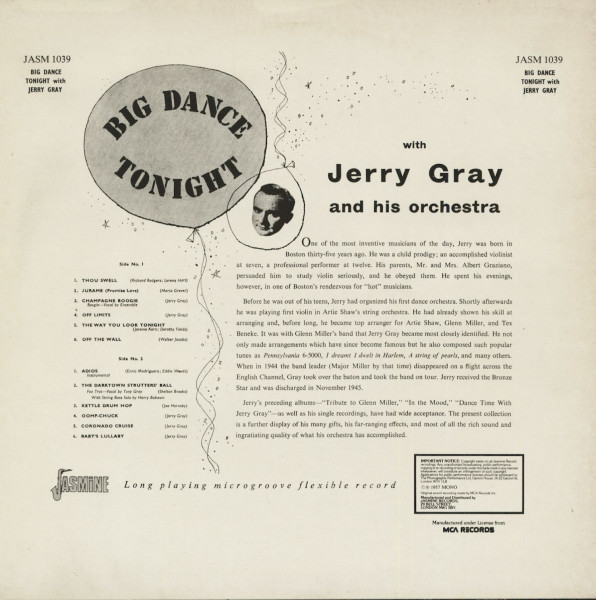 Big Dance Tonight With Jerry Gray (LP)