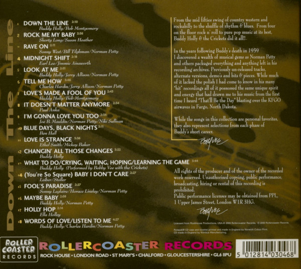 Down The Line - Tribute To Buddy Holly 40th Anniversary (CD)