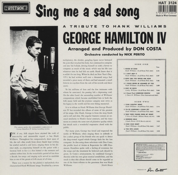 Sing Me A Sad Song - Tribute To Hank Williams (LP)