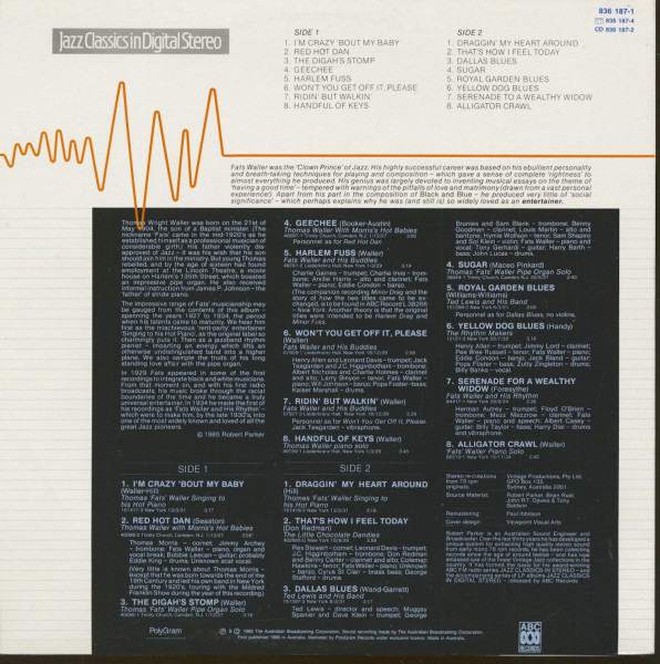 Fats Waller And his Rhythm - 1927 To 1934 (LP)