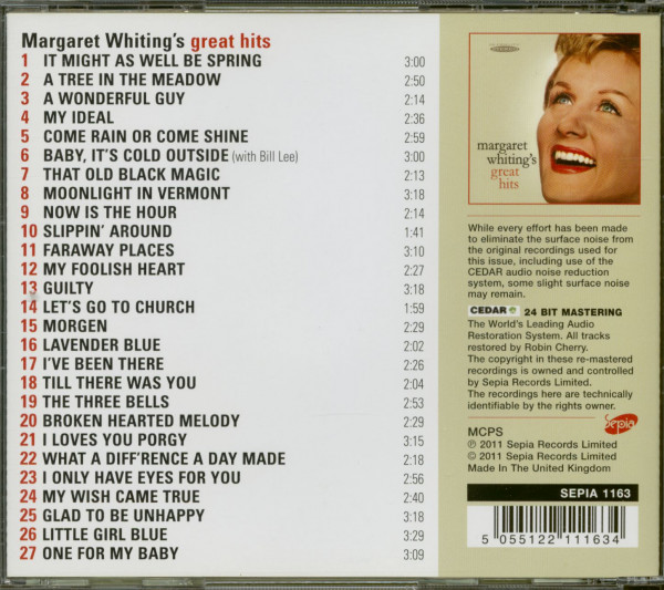 Margaret Whiting's Great Hits (CD)