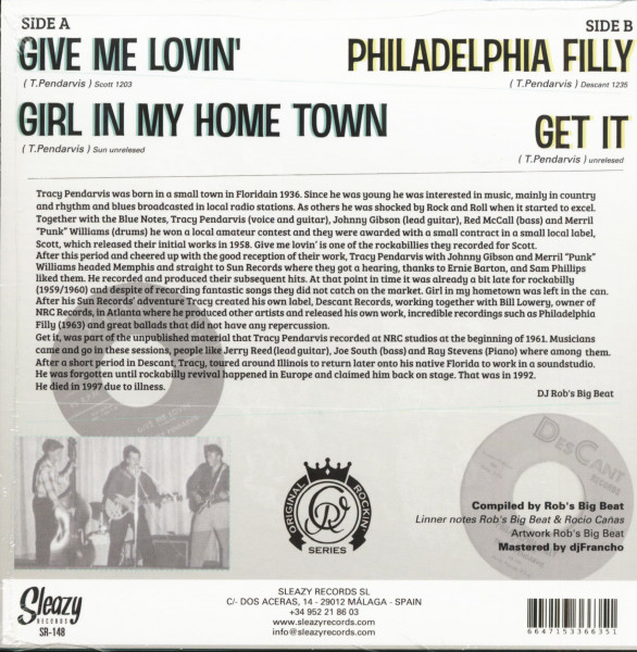 Tracey Pendarvis (7inch, EP, 45rpm, PS)