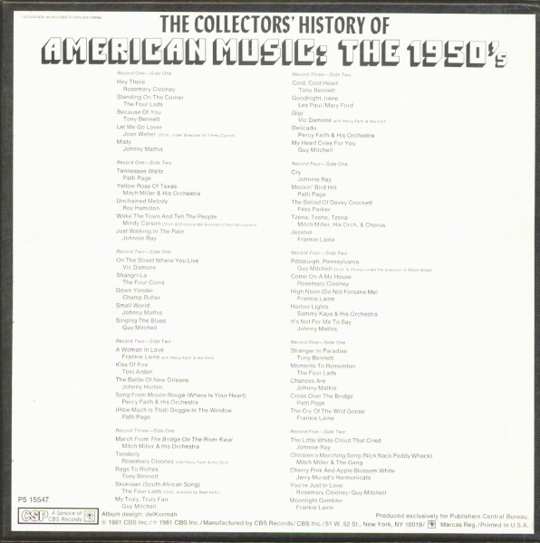 The Collector's History Of American Music: The 1950's (5-LP)