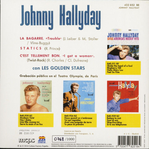 Johnny Hallyday Con Les Golden Stars (7inch, EP, 45rpm, PS, SC, Green Vinyl, Ltd.)