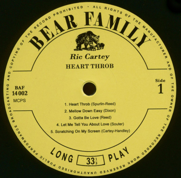 Heart Throb - The Rockin' Sides Of Ric Cartey (LP, 10inch)