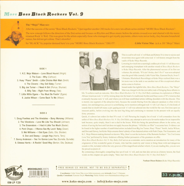 More Boss Black Rockers Vol.9 - Hey Doll Baby (LP+CD)