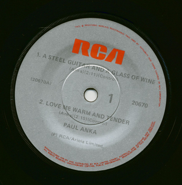 Paul Anka - Australian EP Series (7inch, 45rpm, SC, PS)