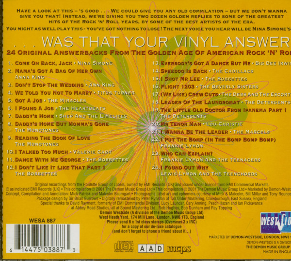 Was That Your Vinyl Answer ? (CD)