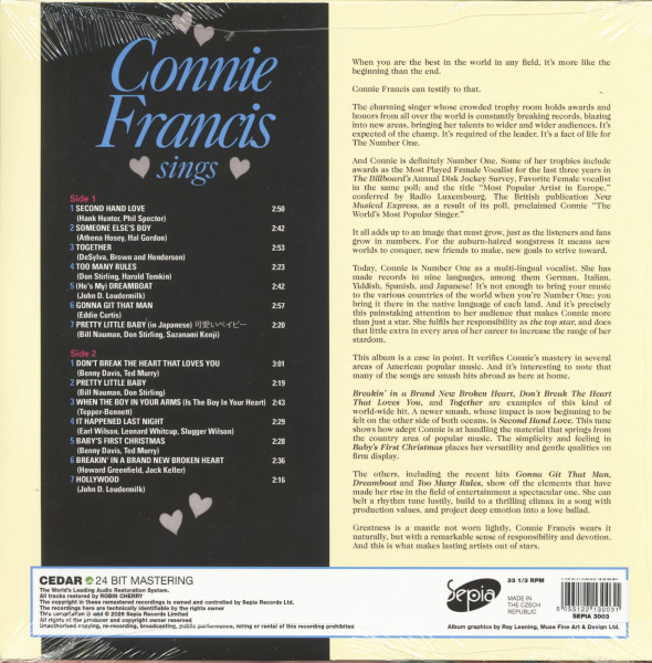Connie Francis Sings (LP, colored Vinyl)