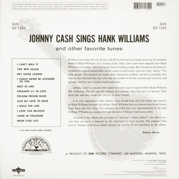 Sings Hank Williams And Other Favorite Tunes (LP, 180g, Sunset Orange Vinyl, Ltd.)