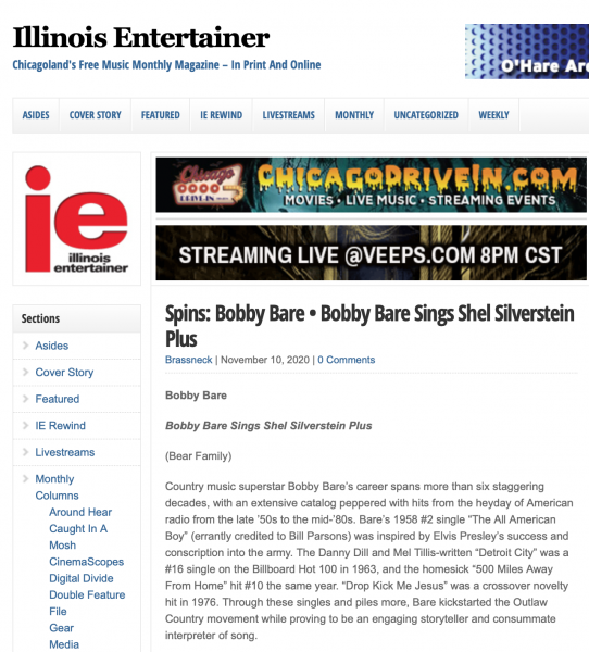 Presse-Archive-Bobby-Bare-Bobby-Bare-Sings-Shel-Silverstein-plus-Illinois-Entertainer