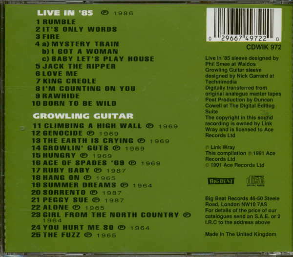 Live In '85 & Growling Guitar (CD)
