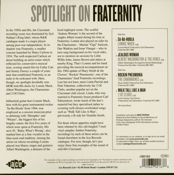 Spotlight On Fraternity (7inch, EP, 45rpm, PS, SC)