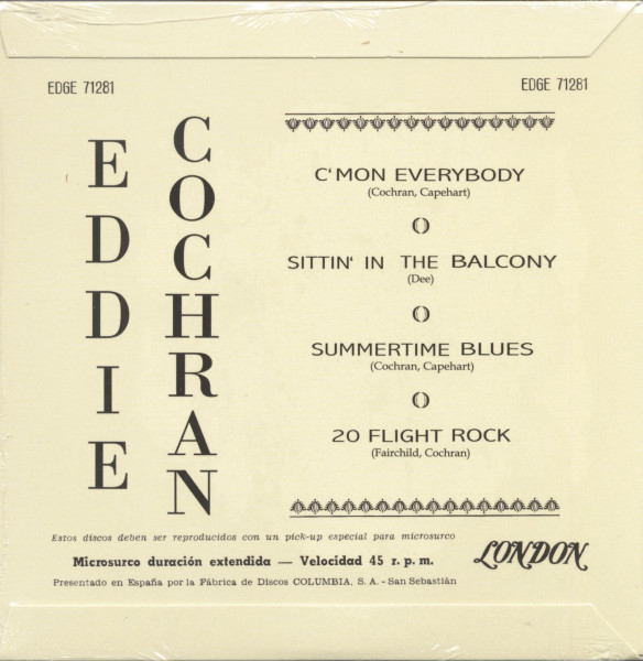 C'mon Everybody - Sittin' In The Balcony - Summertime Blues - 20 Flight Rock (7inch, 45rpm, EP)