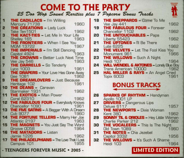 Come To The Party - Doo Wop & Popcorn Rarities (CD)