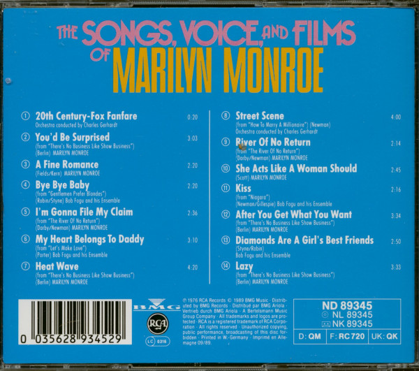 The Songs, Voice And Films Of Marilyn Monroe (CD)