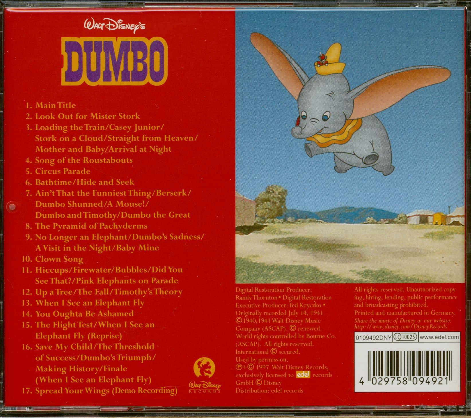 Various CD Dumbo Walt Disney Classic Soundtrack Series CD Bear various-cd-dumbo-walt-disney-classic-soundtrack-series-cd-bear
