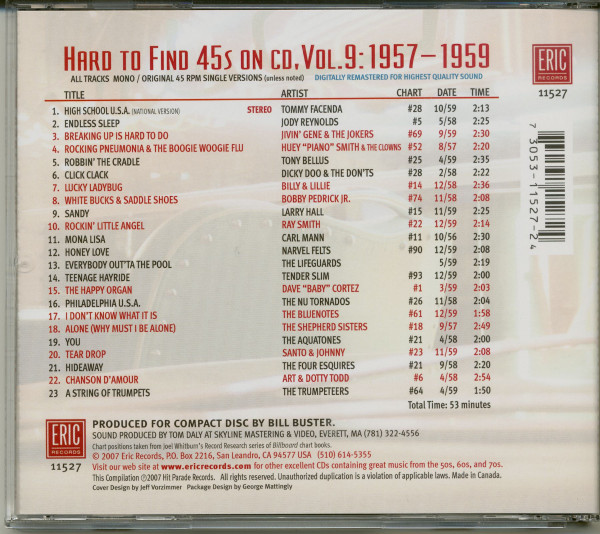Vol.9, Hard To Find 45s On CD 1957-59