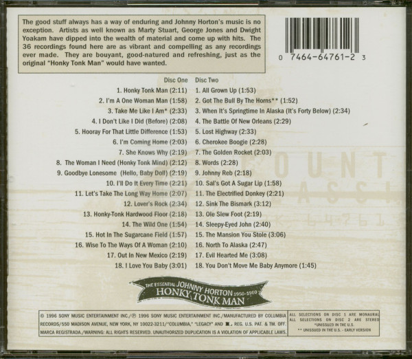 Honky Tonk Man - The Essential Johnny Horton (2-CD)