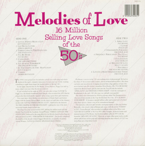Melodies Of Love - 16 Million Selling Love Songs Of The 50s (LP)