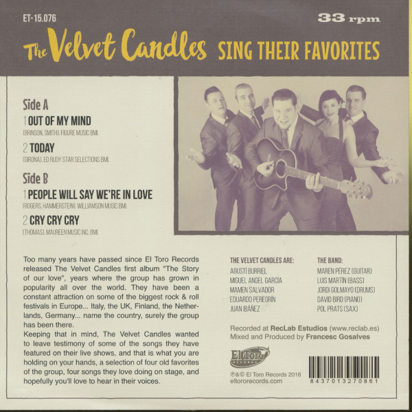 The Velvet Candles Sing Their Favorites (7inch, EP, 33rpm, PS, BC)