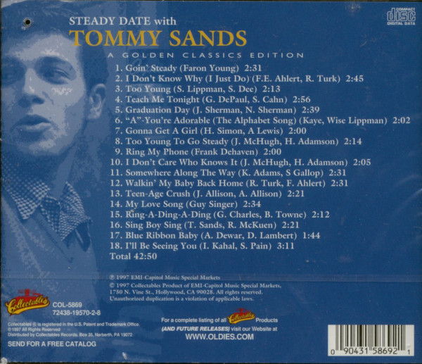 Steady Date With Tommy Sands (CD)