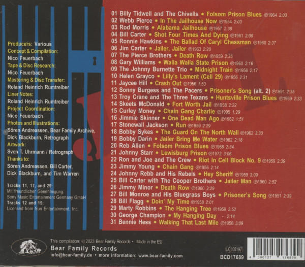 Destination Jail – 31 Prison Songs From Behind The Bars (CD)