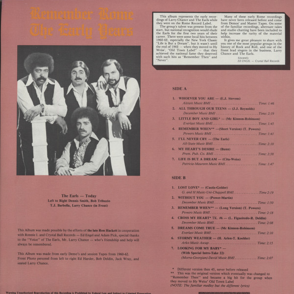 Remember Rome - The Early Years (LP)