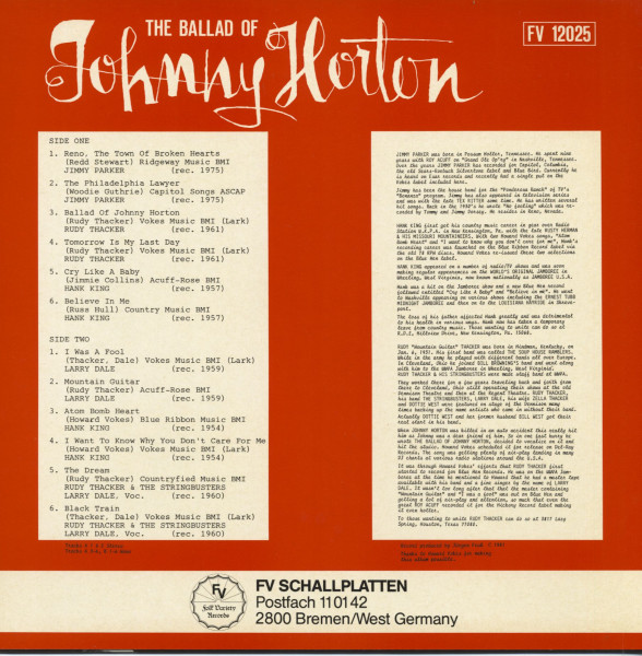 The Ballad Of Johnny Horton (LP)