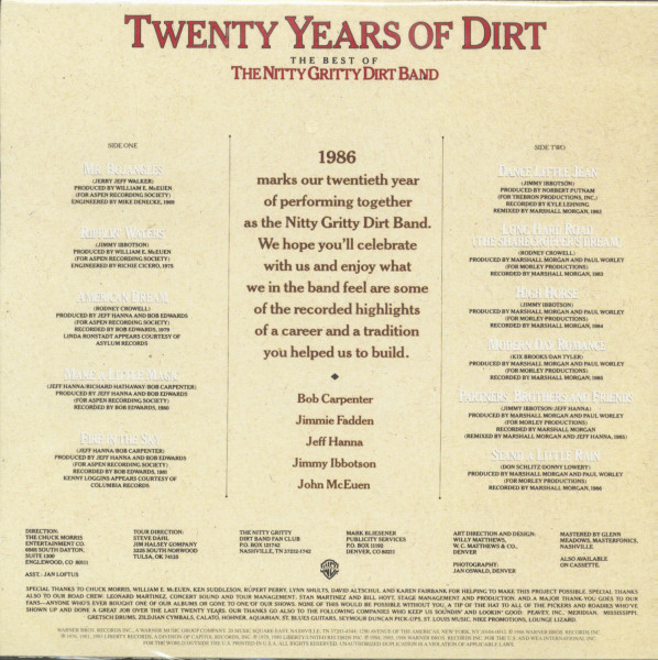 Twenty Years Of Dirt - The Best Of The Nitty Gritty Dirt Band (LP, 180g Vinyl)