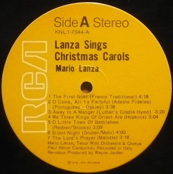 Lanza Sings Christmas Carols (LP)