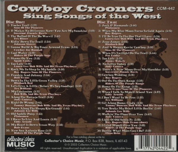 Cowboy Crooners Sing Songs Of The West (2-CD)