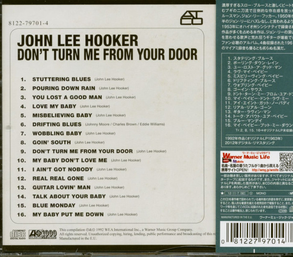 Don't Turn Me From Your Door - John Lee Hooker Sings His Blues (CD, Japan)