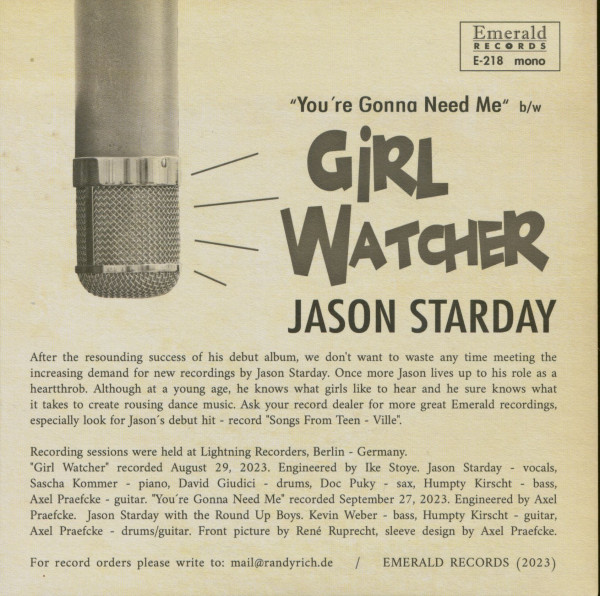 Girl Watcher - You're Gonna Need Me (7inch, 45rpm)