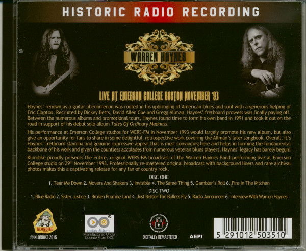Live At Emerson College Boston November 93 (2-CD)