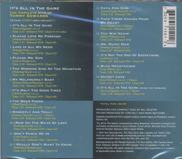 It's Al In The Game - The Complete Hits Of Tommy Edwards (CD)