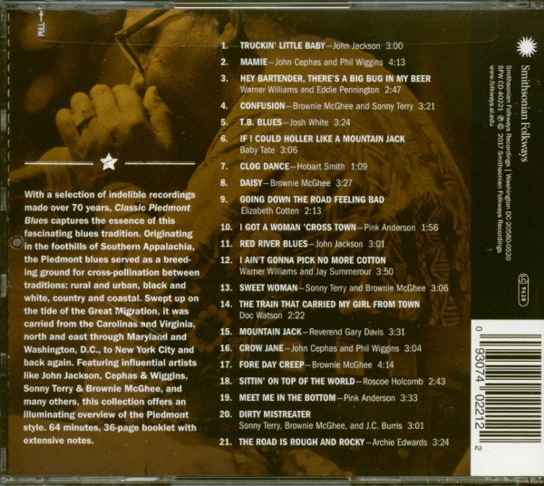 Classic Piedmont Blues - From Smithsonian Folkways (CD)