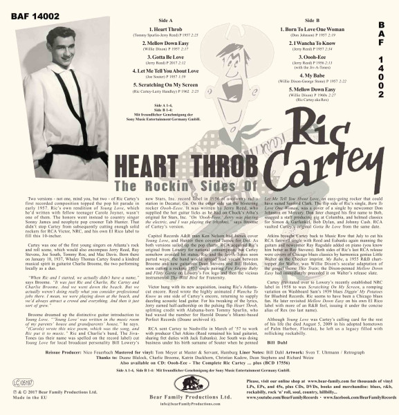 Heart Throb - The Rockin' Sides Of Ric Cartey (LP, 10inch)