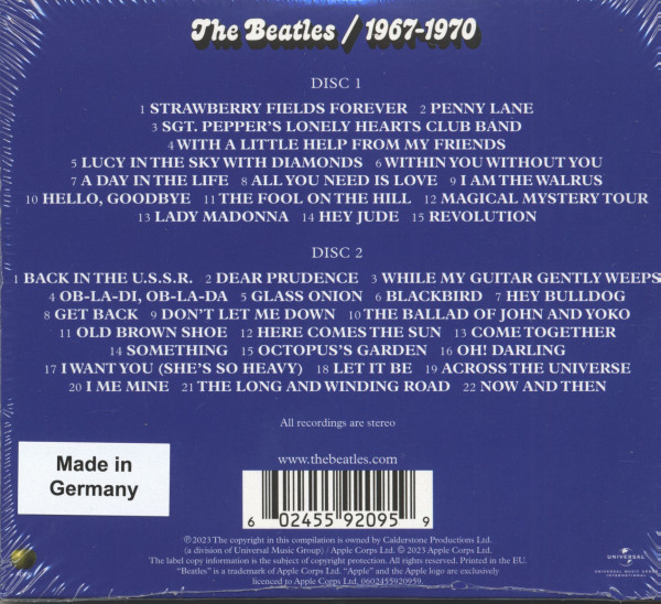 The Beatles 1967 - 1970 The Blue Album (2023 Edition, inkl. Single 'Now & Then') (2-CD)
