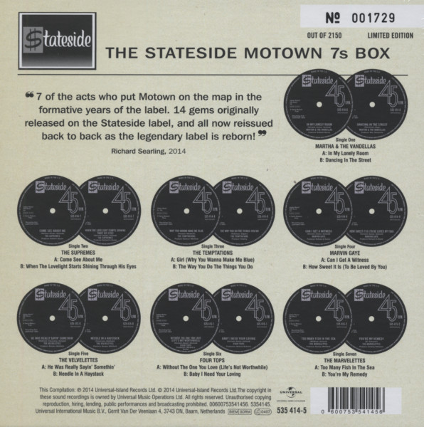 The Stateside Motown 7inch s Vinyl Box (7x7inch, 45rpm Box)