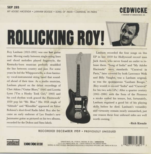 The Spectacular Six String Of Roy Lanham (7inch, 45rpm, EP, PS, colored Vinyl)