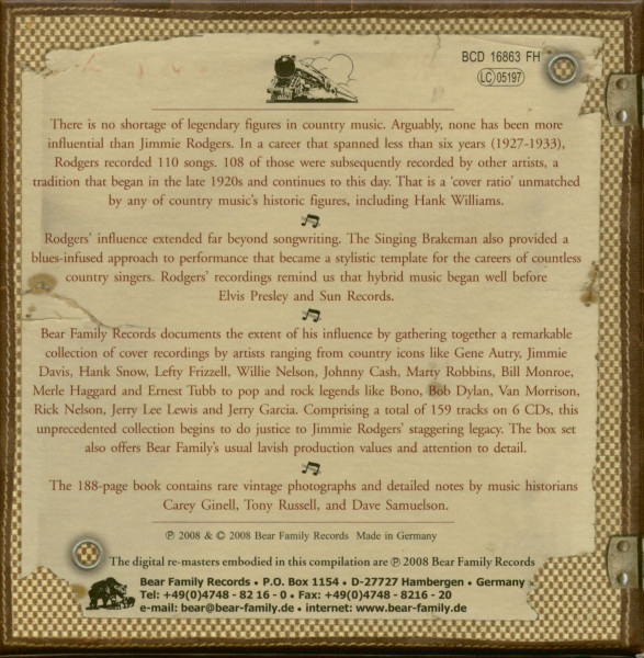 The Influence of Jimmie Rodgers - Various - Let Me Be Your Sidetrack (6-CD Deluxe Box Set)