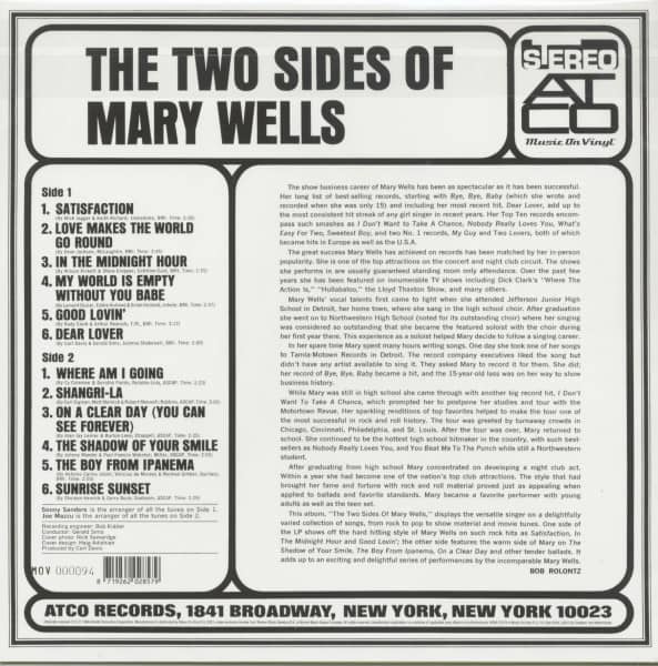 The Two Sides Of Mary Wells (LP, 180g colored Vinyl, Ltd.)