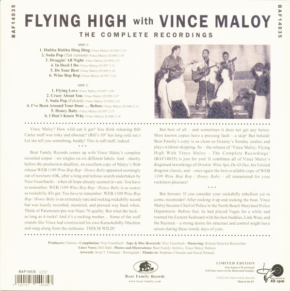 Flying High With Vince Maloy - The Complete Recordings (LP, 10inch, 45rpm)