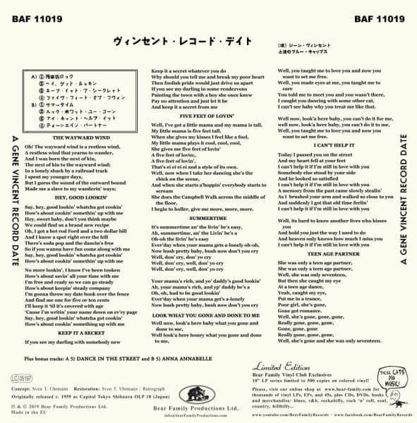 A Gene Vincent Record Date With The Blue Caps (LP, 10inch, Ltd.)